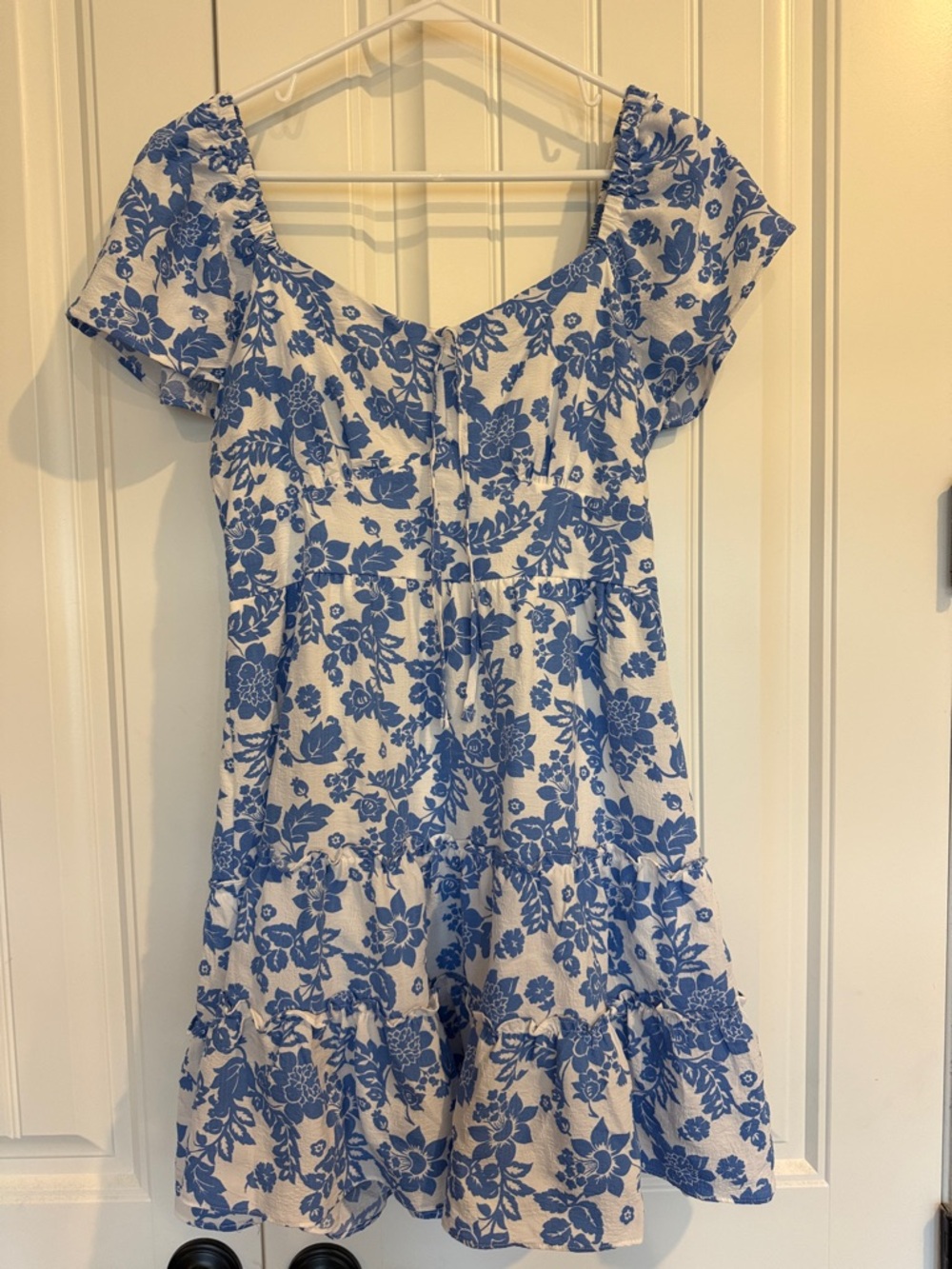 Blue Floral Puff Sleeve Sundress
